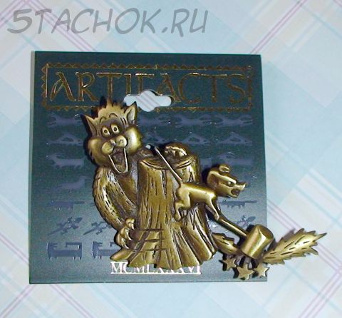 Брошь "Котэ и злой мышь" под бронзу