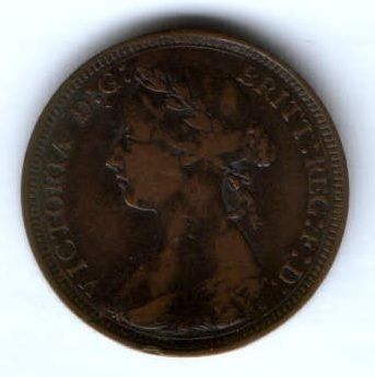 1/2 пенни 1891 г. Великобритания