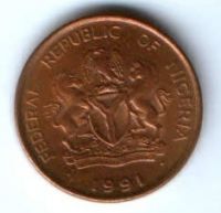 1 кобо 1991 г. Нигерия