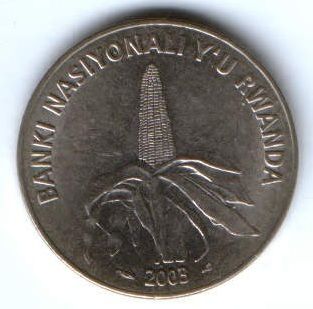 50 франков 2003 г. Руанда