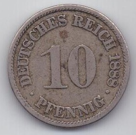 10 пфеннигов 1888 г. Германия