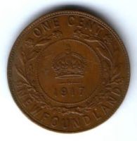 1 цент 1917 г. Ньюфаундленд