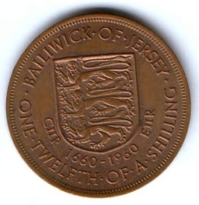 1/12 шиллинга 1960 г. Джерси Великобритания 300 лет династии