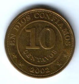 10 сентаво 2002 г. Никарагуа