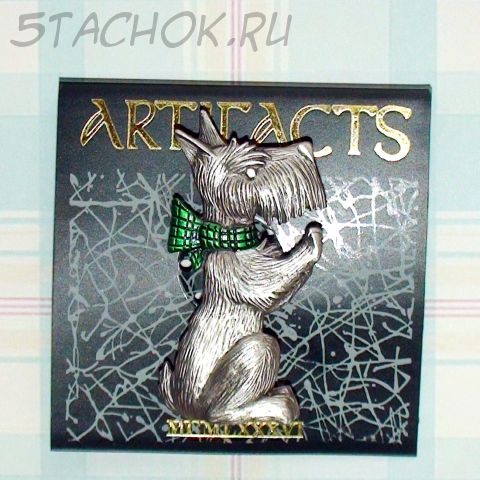 Брошь "Скотч-Терьер с бантом" под олово/эмаль