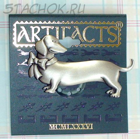 Брошь "Такса с бантом" под олово