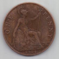 1 пенни 1914 г. Великобритания
