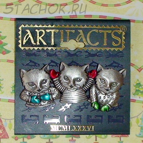 Брошь "Котята в рукавичках" под олово