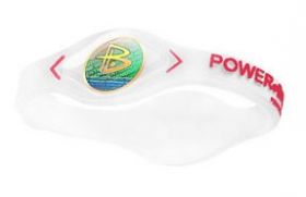 Силиконовый браслет Power Balance белый с красными буквами