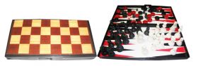 Игра 3 в одном магнитная (шашки, шахматы, нарды) 17*8,5 мм.