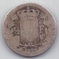 1/2 франка 1829 г. W Франция