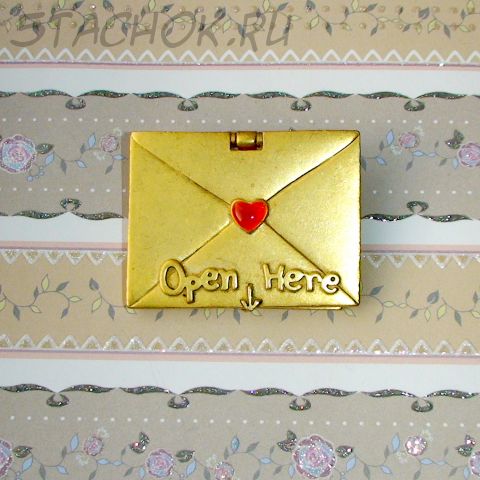 Брошь "Письмо лучшей мамочке" под матовое золото