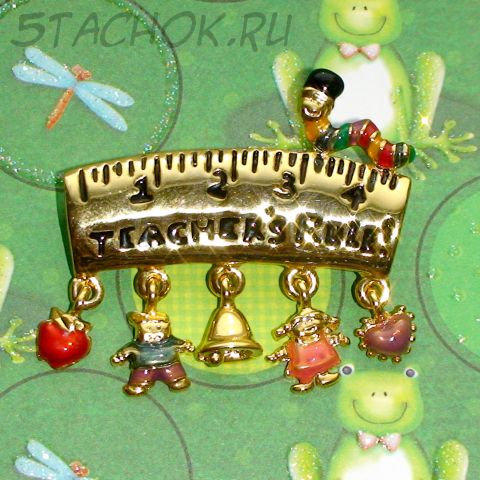 Брошь "Школьная пора" под золото, эмаль
