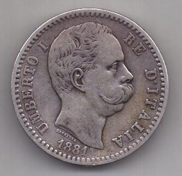 2 лиры 1881 г. Италия