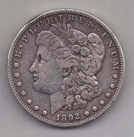 1 доллар 1892 г. S редкий. США