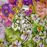 Брошь "Кошка-часы" под серебро