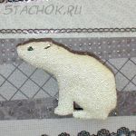 Брошь "Полярный мишка" под серебро/стразы/блестки