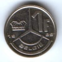 1 франк 1989 г. Бельгия