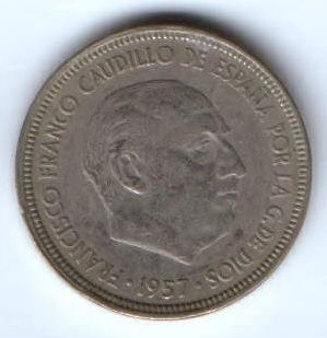 5 песет 1957 г. Испания