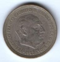 5 песет 1957 г. Испания