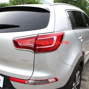 Накладки на задние фонари KIA Sportage3, хром, AutoClover