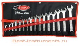 5161М Набор ключей комбинированных Rock FORCE, 16 предметов на полотне.