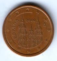 2 евроцента 2000 г. Испания