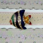 Брошь "Экзотическая рыбка" под золото/эмаль/стразы