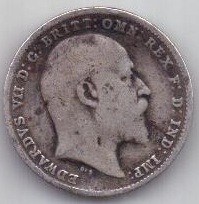 3 пенса 1902 г. Великобритания