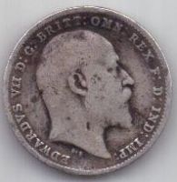 3 пенса 1902 г. Великобритания