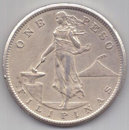 1 песо 1907 г. UNC Филиппины (США)