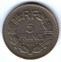 5 франков 1933 г. Франция