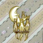 Брошь "Лунные коты" под золото