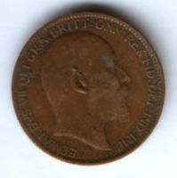 1 фартинг 1909 г. Великобритания
