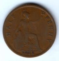 1/2 пенни 1929 г. Великобритания