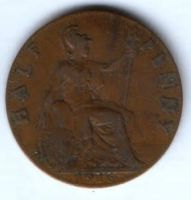 1/2 пенни 1916 г. Великобритания