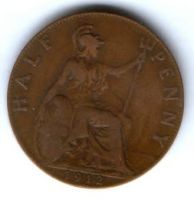 1/2 пенни 1912 г. Великобритания
