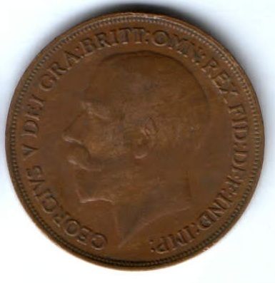 1 пенни 1915 г. XF Великобритания