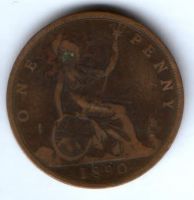 1 пенни 1890 г. Великобритания