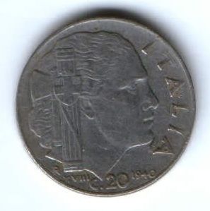 20 чентезимо 1940 г. Италия