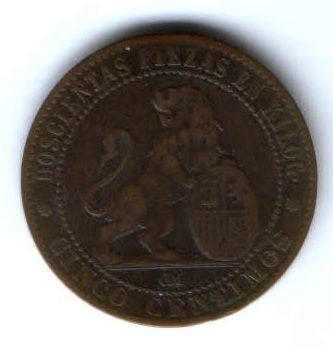 5 сантимов 1870 г. Испания