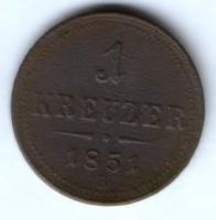 1 крейцер 1851 г. Австрия
