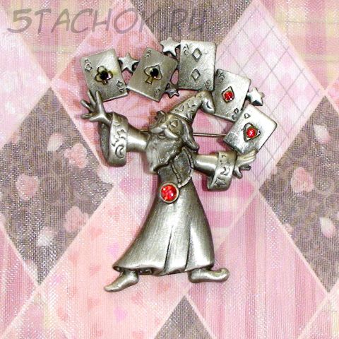 Брошь "Повелитель карт" под олово, стразы