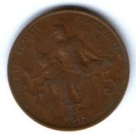 5 сантимов 1917 г. Франция