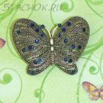 Брошь "Бабочка" под черненое серебро/стразы