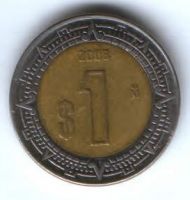 1 песо 2008 г. Мексика