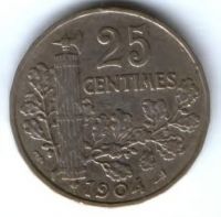 25 сантимов 1904 г. Франция