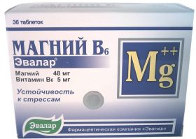 МАГНИЙ  B6  (ЭВАЛАР)  36ТАБЛ.