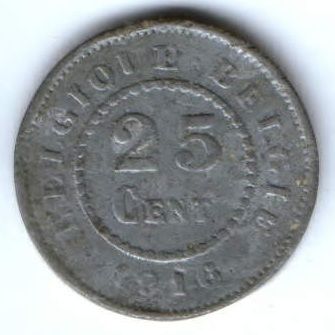 25 сантимов 1916 г. Бельгия. Германская оккупация