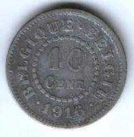 10 сантимов 1916 г. Бельгия. Германская оккупаци